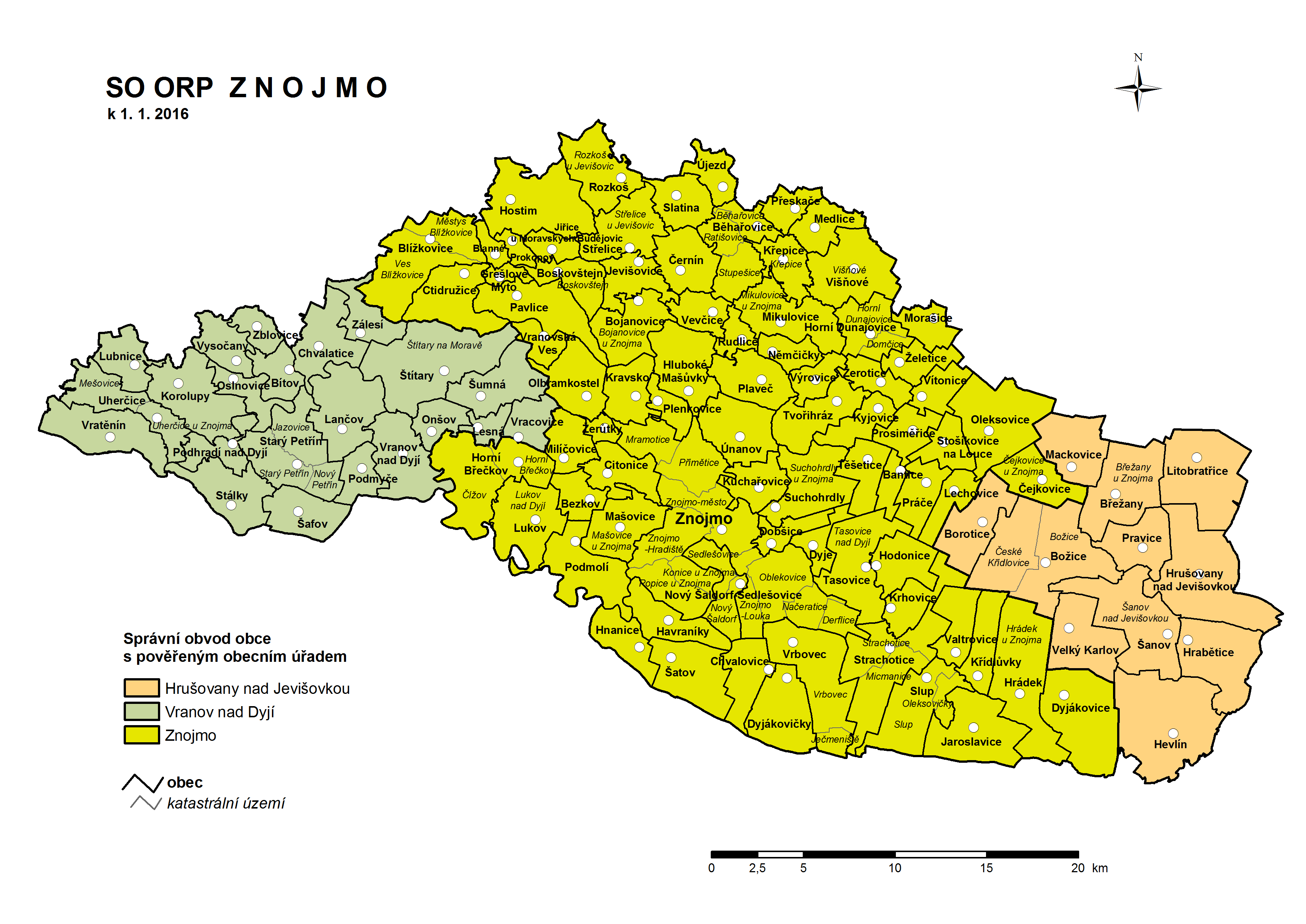 Mapa správního obvodu ORP Znojmo
